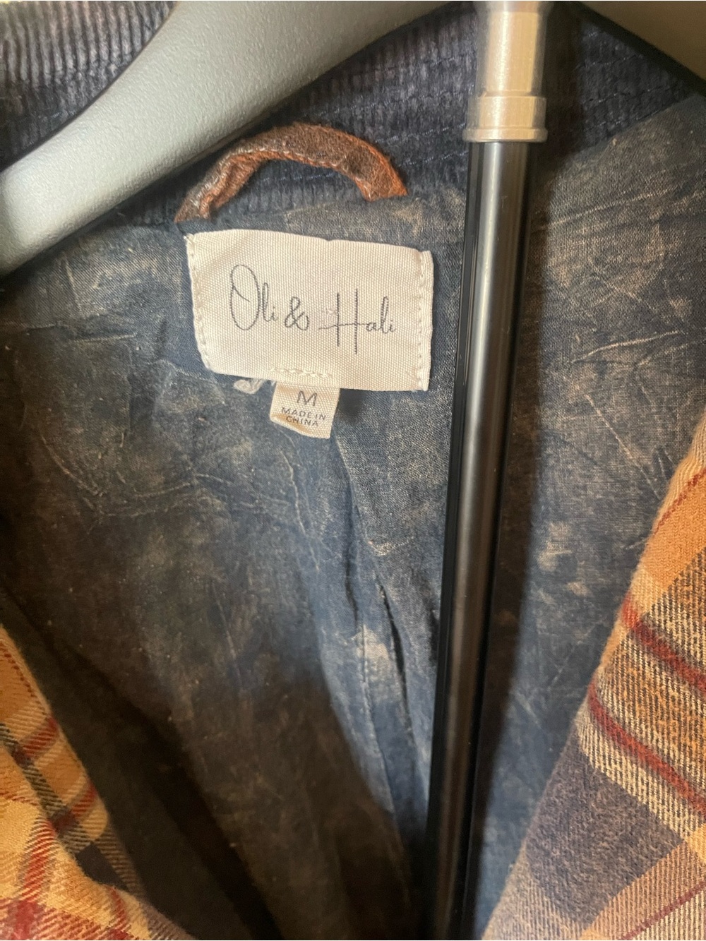 Oli & Hali Blue and Tan Plaid Coat with Navy Lining - Picture 2 of 3